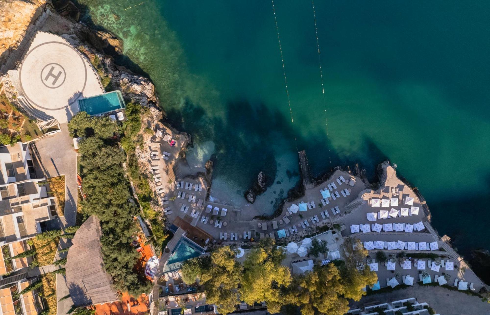 Maritim Marina Bay Resort Spa & Casino Adult Friendly Vlorë Esterno foto Aerial view of the hotel